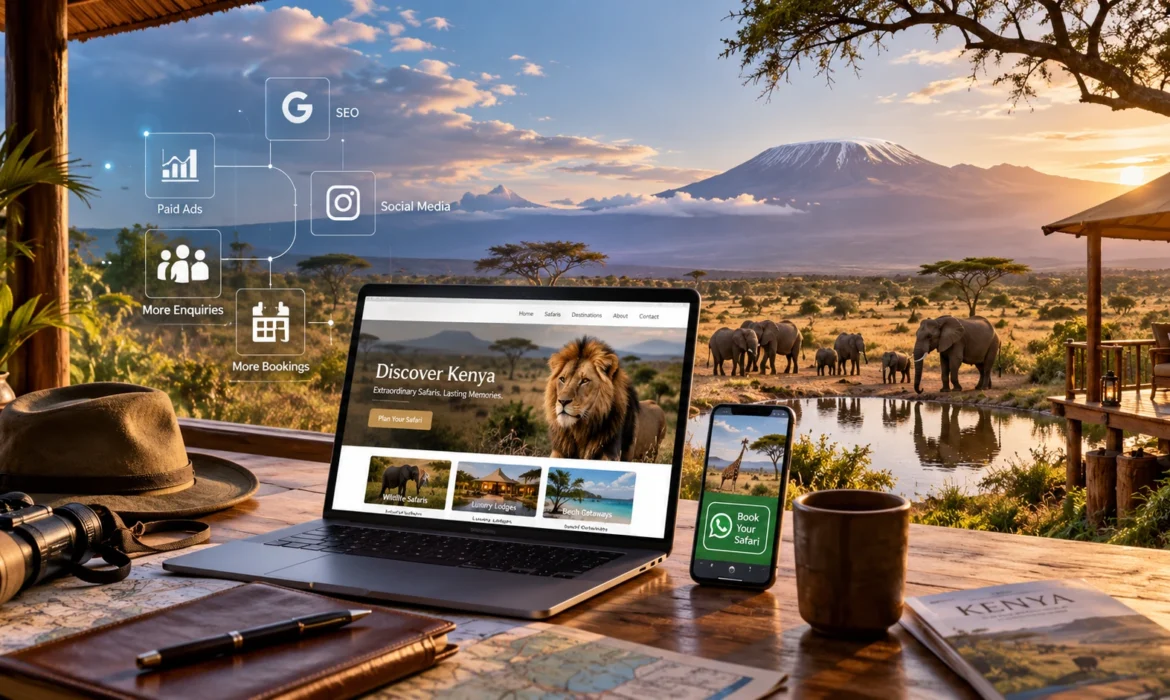 Digital marketing for safari companies in Kenya with a safari website, SEO, social media and online booking tools
