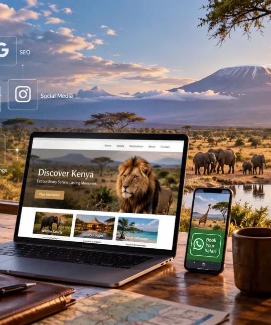 Digital marketing for safari companies in Kenya with a safari website, SEO, social media and online booking tools